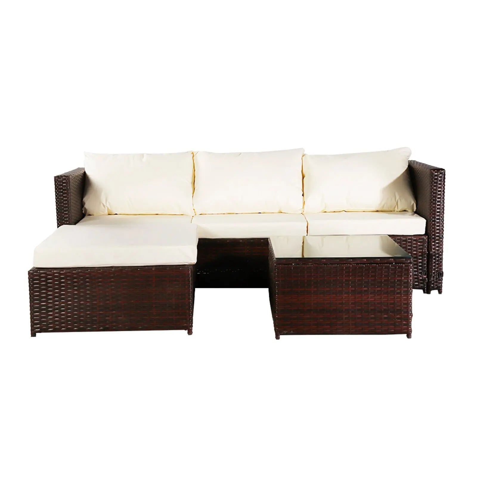 Three-piece Conjoined Sofa Pedal Coffee Table Brown (Combination of 2 Boxes) - Image #6